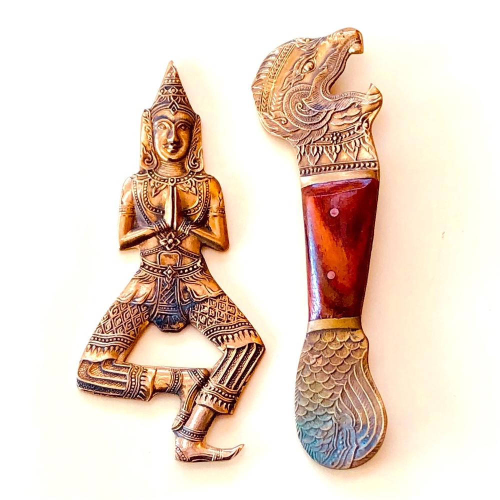 2 Vintage Midcentury Brass Bottle Openers